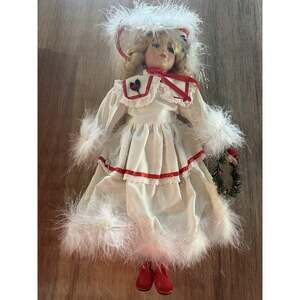 Vintage 1994 Brinn’s Christmas Porcelain Doll Collectible Holiday Victorian